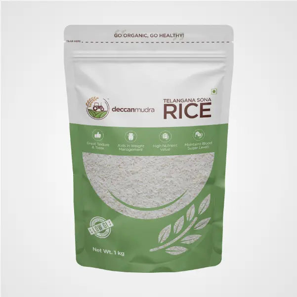 Organic Low GI Raw Rice (polished), tastes like sona masoori